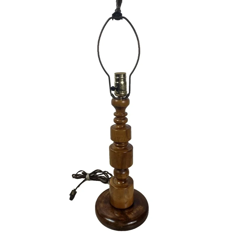 Vintage Wooden Table Lamp Base Retro Turned Wood Cottagecore Granny 1960's Chic